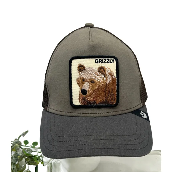 Goorin Bros Animal Farm Hat Snap Back Trucker Grizzly Bear Patch Mens One Size